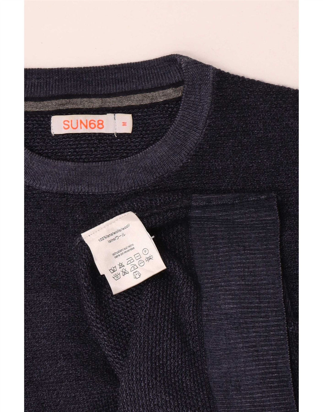 Sun68 Herre Crew Neck Jumper Sweater Medium Navy Blue Uld