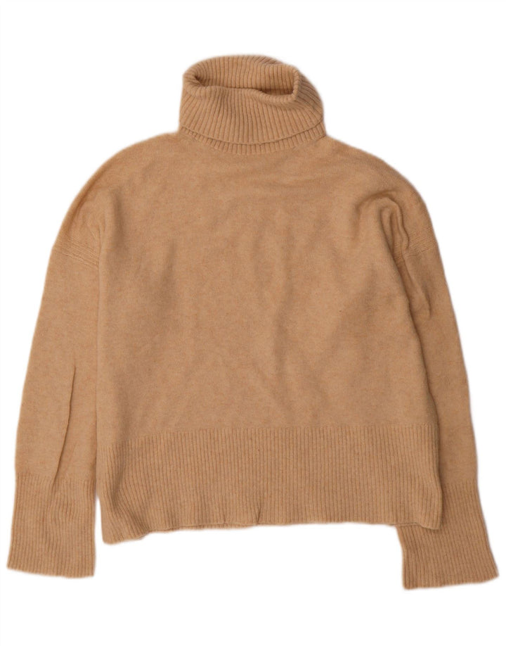 J. CREW Dame Oversized rullehals sweater UK 10 Small Beige