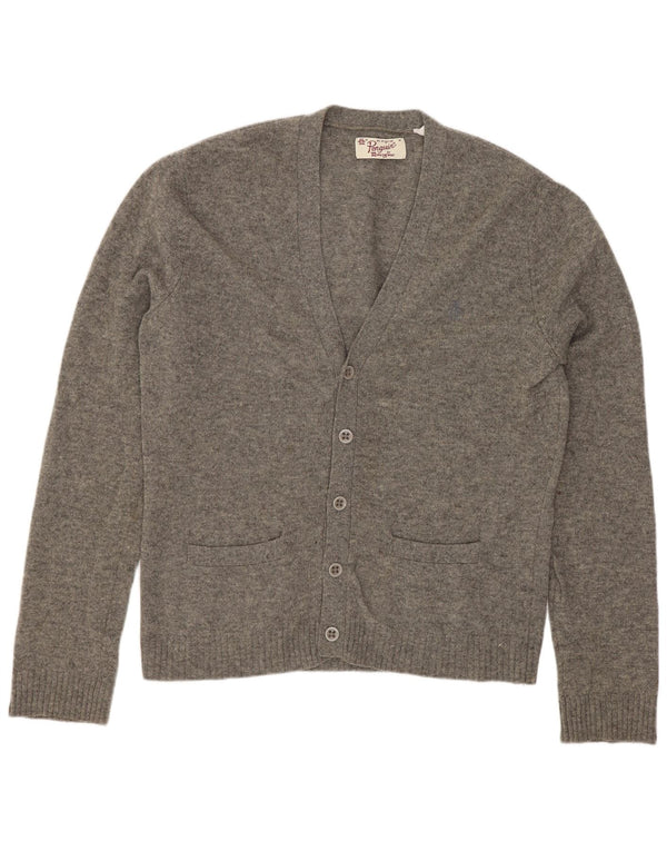Penguin Herre Cardigan Sweater Medium Grå Lammeuld