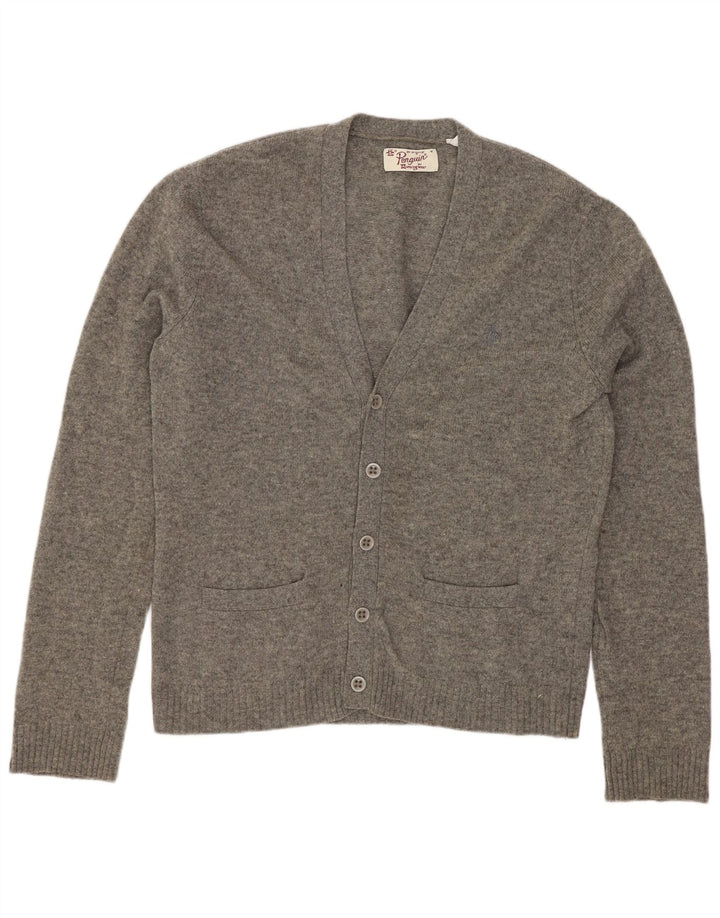 Penguin Herre Cardigan Sweater Medium Grå Lammeuld