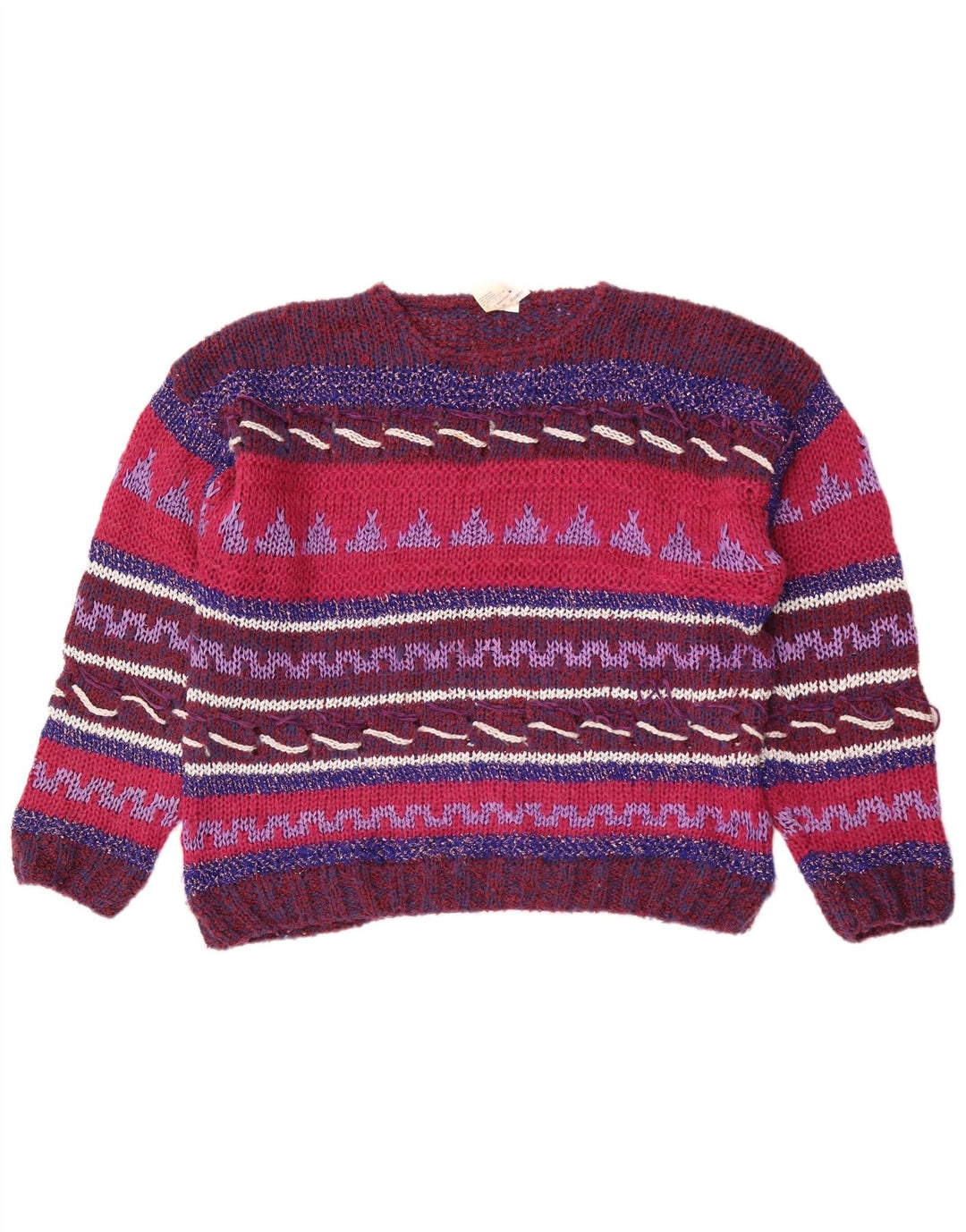 Vintage dame sweater med rund hals IT 44/46 medium flerfarvet