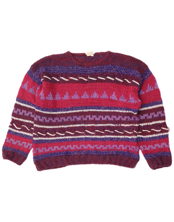 Vintage dame sweater med rund hals IT 44/46 medium flerfarvet