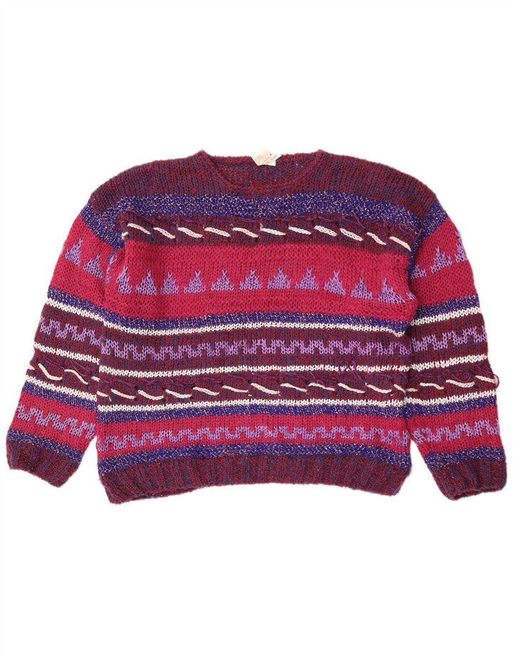 Vintage dame sweater med rund hals IT 44/46 medium flerfarvet