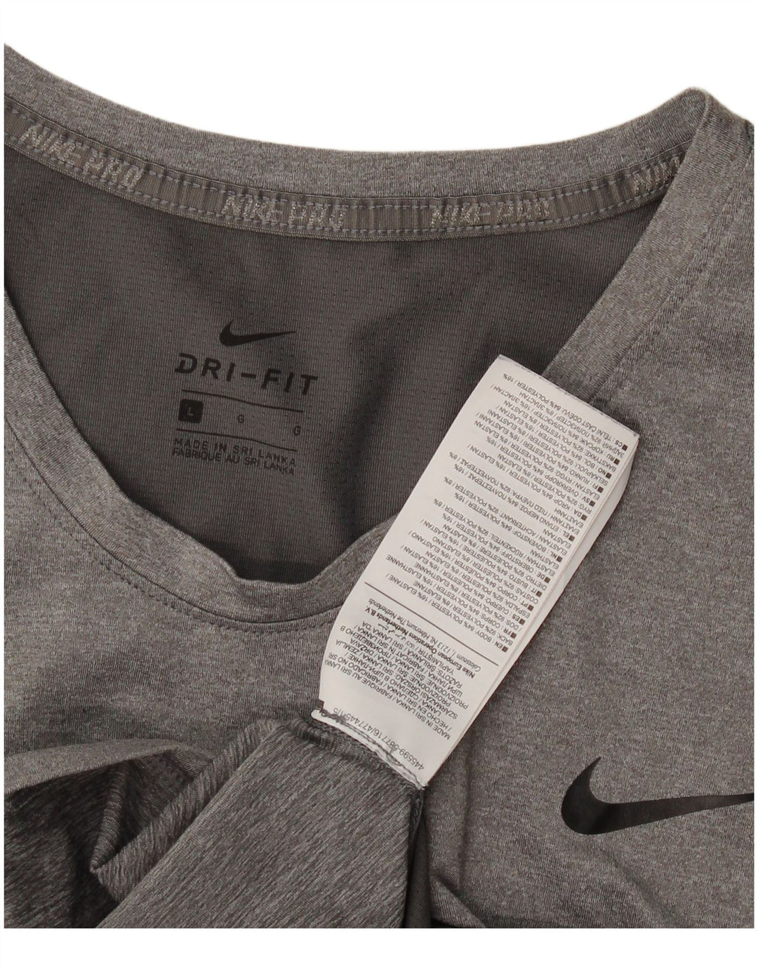 Nike Dame Dri Fit T-Shirt Top UK 14 Stor Grå Polyester
