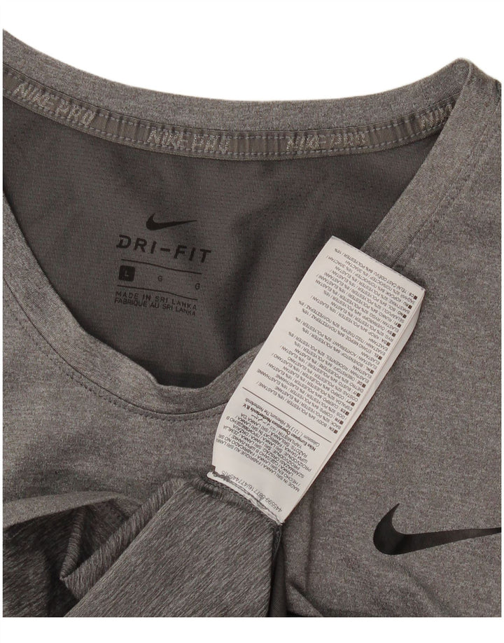 Nike Dame Dri Fit T-Shirt Top UK 14 Stor Grå Polyester