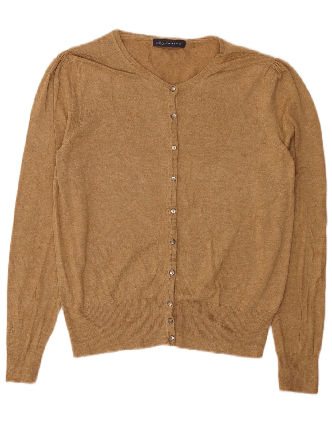 Marks & Spencer Dame Cardigan Sweater UK 14 Stor Beige Viscose