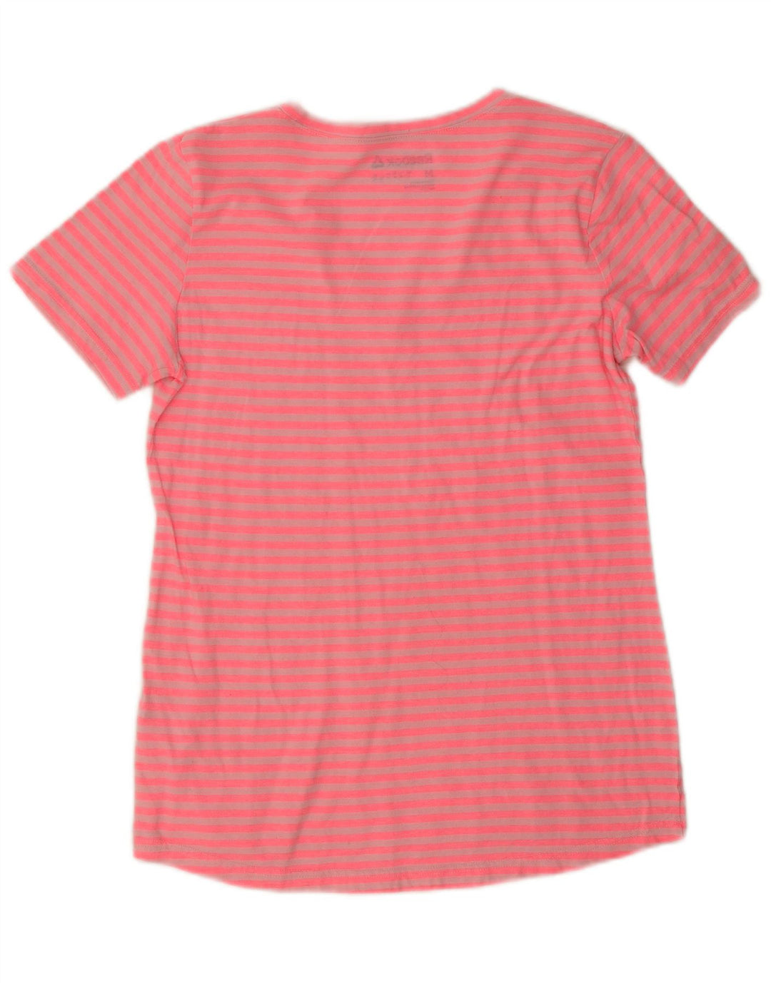 Reebok Dame T-Shirt Top UK 12 Medium Pink Stribet Polyester
