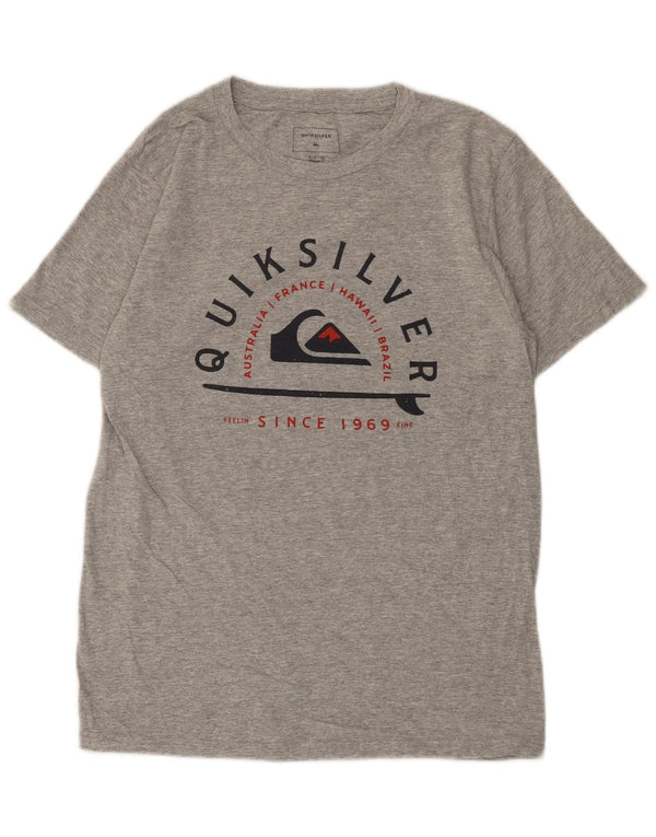 Quiksilver Herre Regular Fit Grafisk T-Shirt Top Lille Grå Bomuld