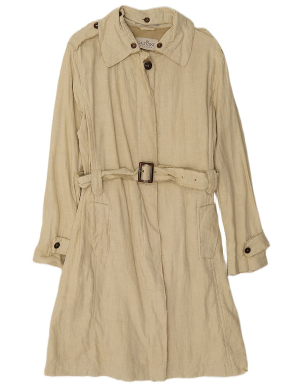 Vintage Trench Coat til kvinder IT 46 Large Beige Lyocell