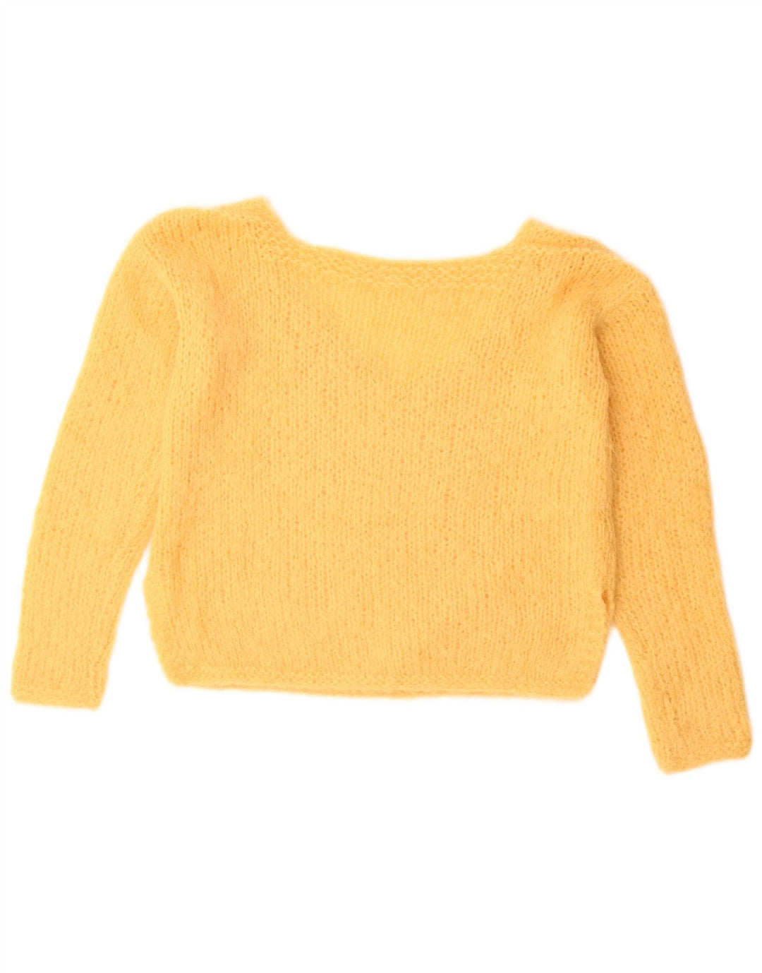 Vintage Womens Crop V-hals sweater UK 14 Medium Yellow
