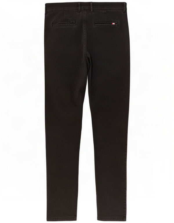 Kangol Mens Slim Chino Trousers W34 L32 Black Cotton