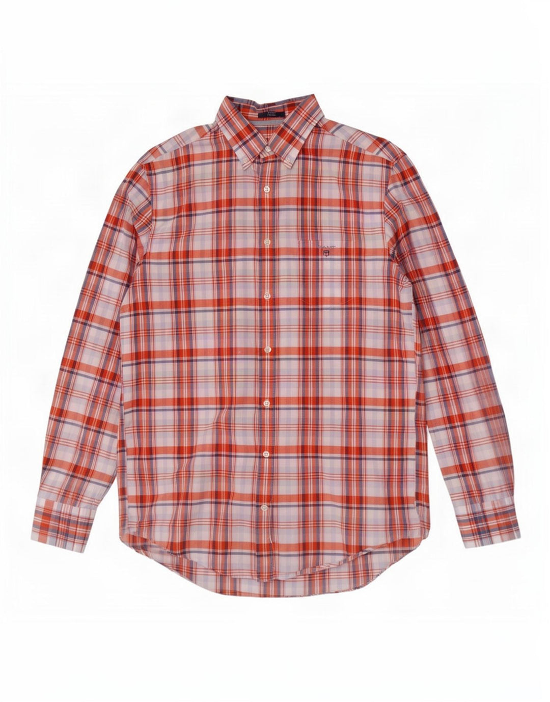 Gant herre Regular Fit skjorte størrelse 41/42 16 1/2 Large rød ternet bomuld
