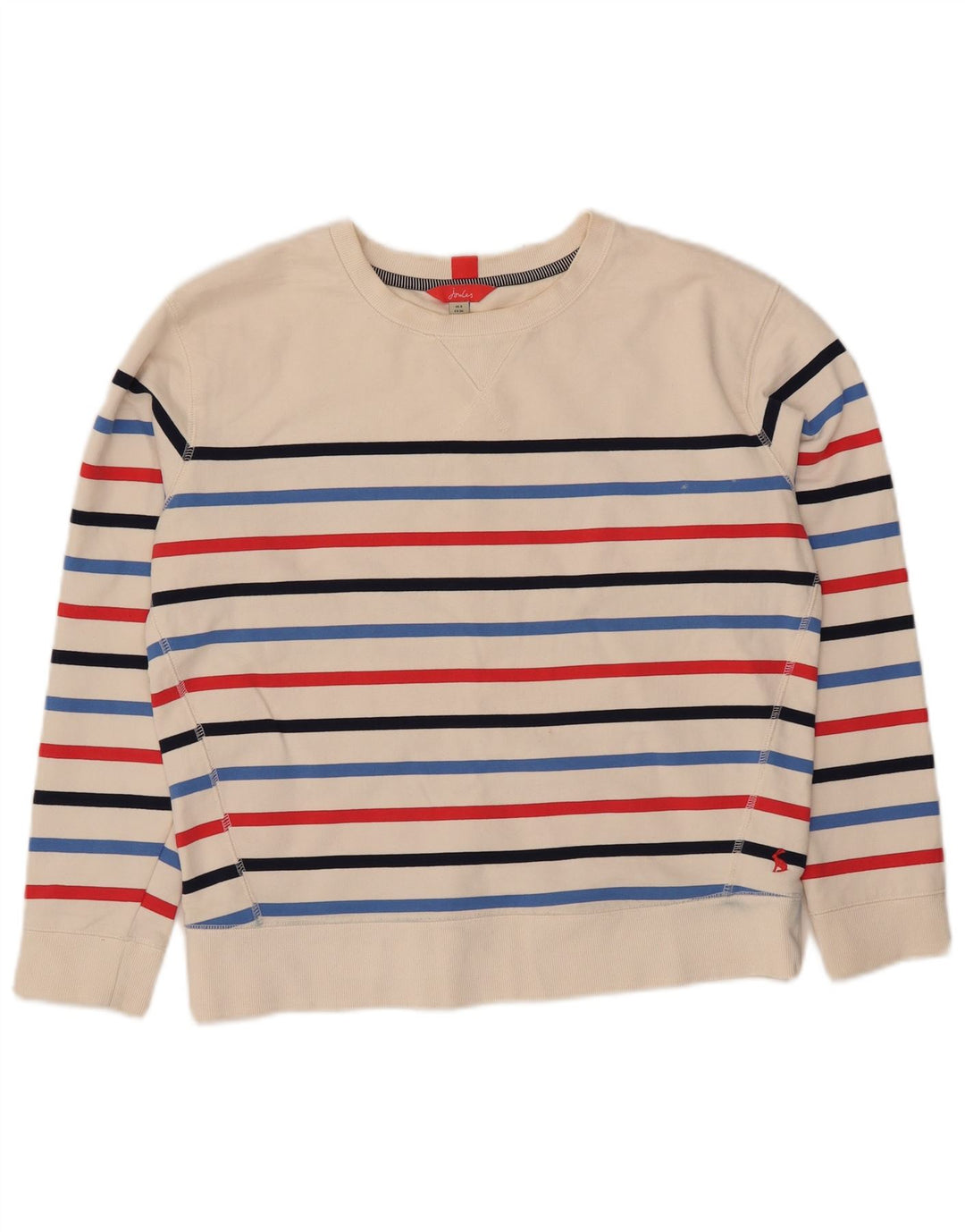 Joules Dame Oversized Sweatshirt Jumper UK 8 Lille hvid stribet bomuld