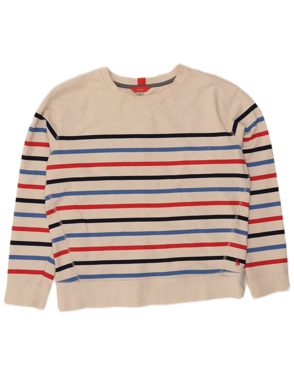Joules Dame Oversized Sweatshirt Jumper UK 8 Lille hvid stribet bomuld