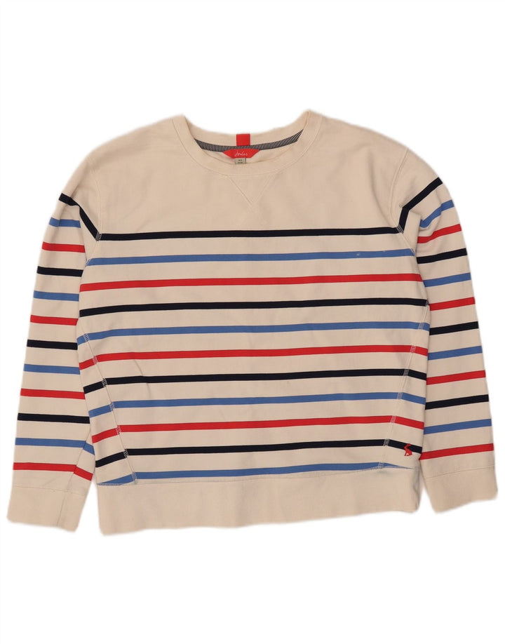Joules Dame Oversized Sweatshirt Jumper UK 8 Lille hvid stribet bomuld