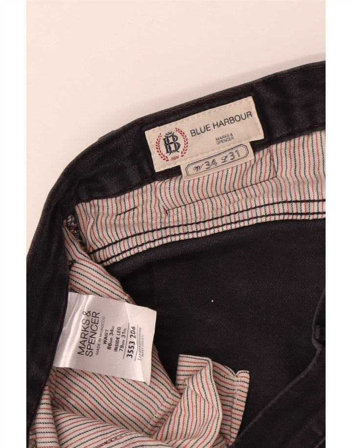 Marks & Spencer Herre Blue Harbor Chino Shorts W34 Large Navy Cotton