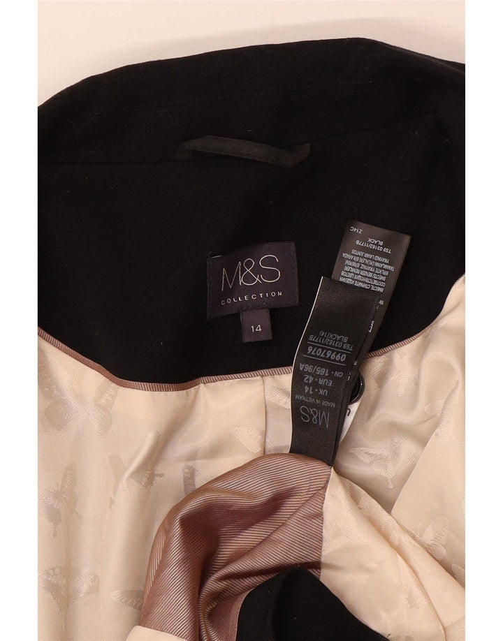 Marks & Spencer Dame 1-knaps blazerjakke UK 14 Medium Sort Polyester