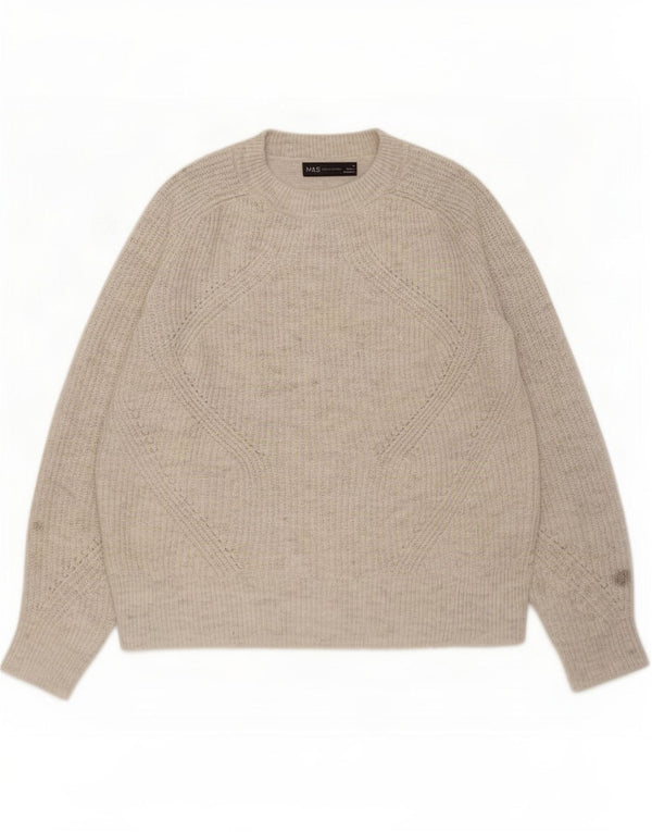 Marks & Spencer Dame Boat Neck Jumper Sweater UK 10 Small Grey Flecked
