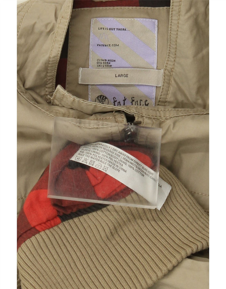 Fat Face Herre Bomber Jacket UK 40 Stor Beige Bomuld