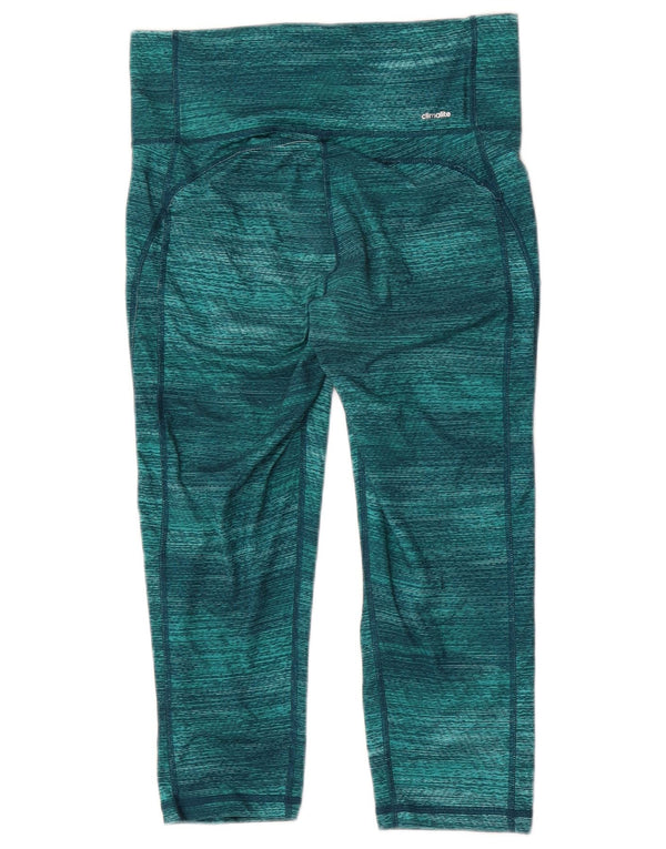 Adidas Dame Climalite Capri Leggings UK 12/14 Medium Green Flecked