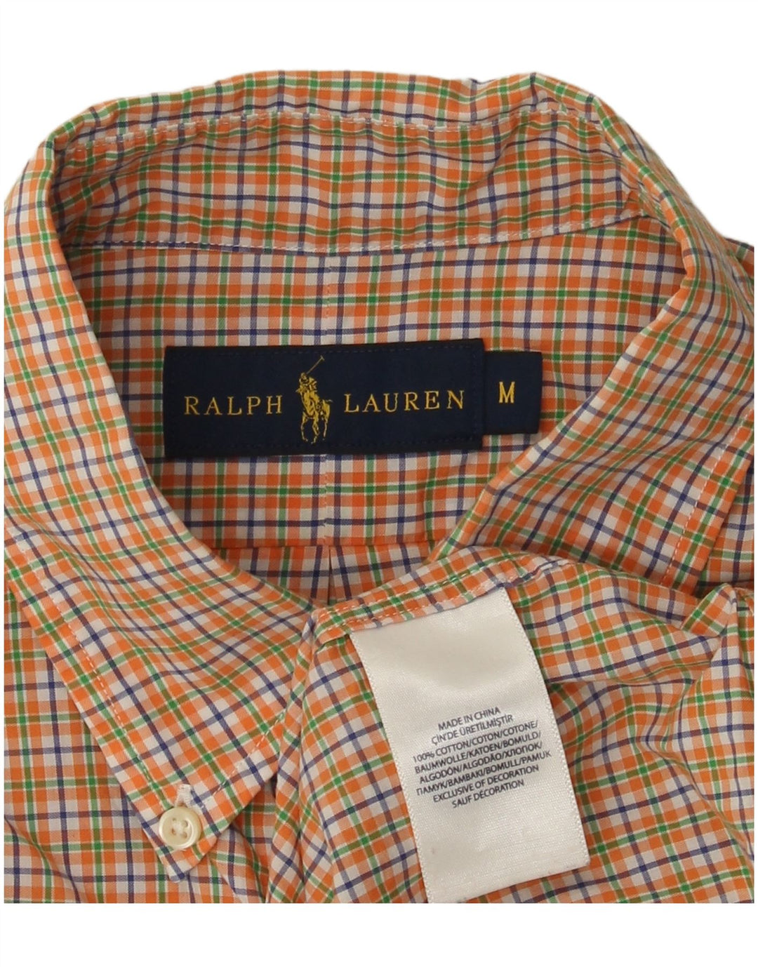 Ralph Lauren Herre kortærmet skjorte medium orange ternet bomuld