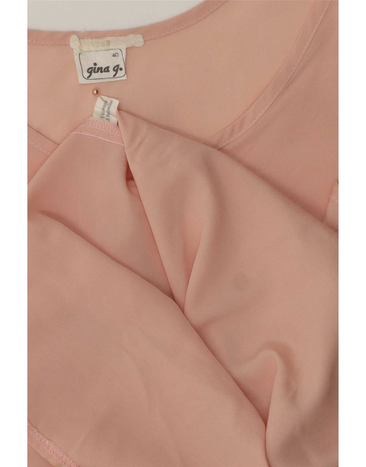 Vintage Dame ærmeløs bluse Top IT 40 Small Pink Viscose