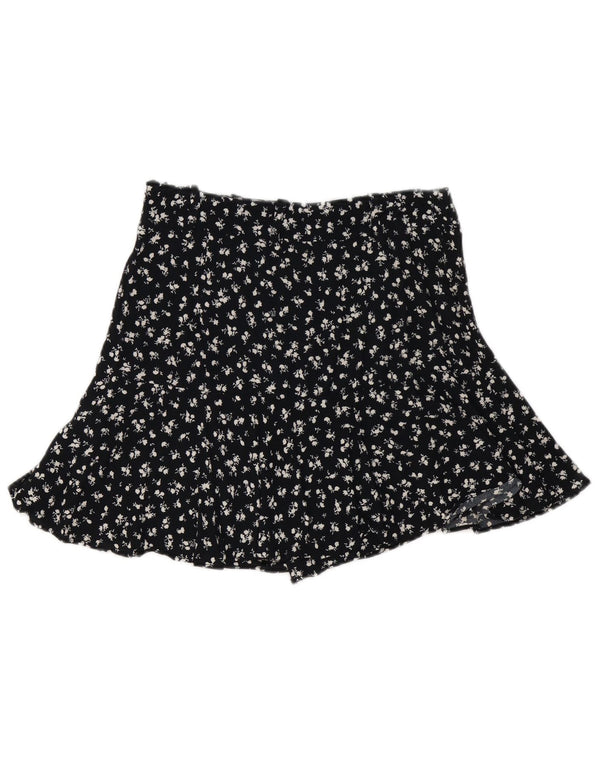 Zara Womens Mini Skirt Medium W28 Black Floral Viscose