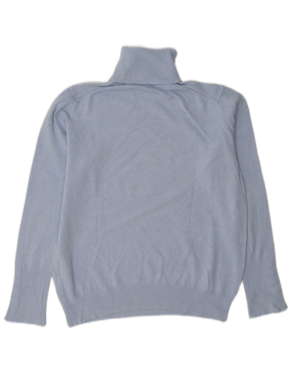 Zara Dame Roll Neck Jumper Sweater UK 14 Large Blue Viscose
