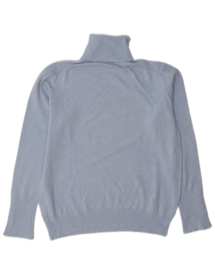 Zara Dame Roll Neck Jumper Sweater UK 14 Large Blue Viscose