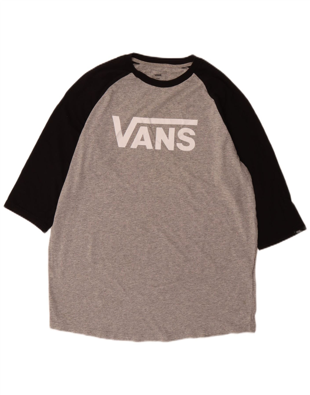Vans Herre Custom Fit grafisk top 3/4 ærmet, stort gråt Colourblock Bomuld