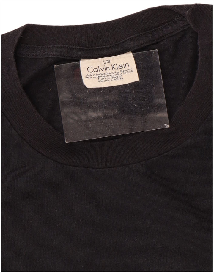 CALVIN KLEIN Herre T-Shirt Top Stor Sort Bomuld