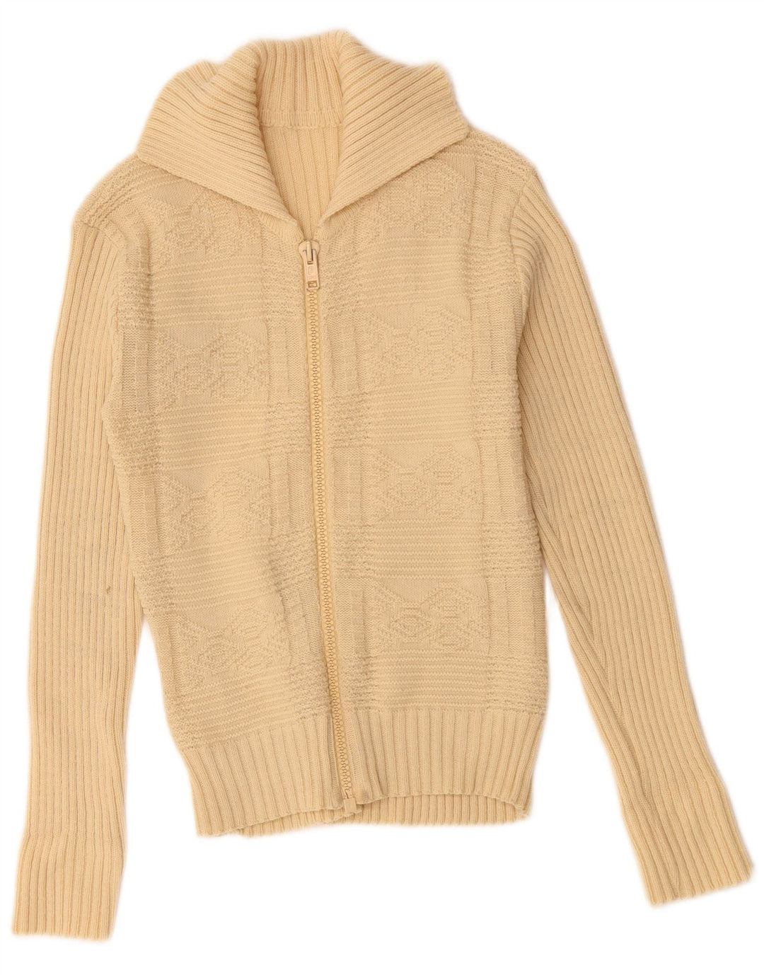 VINTAGE Dame Cardigan Sweater UK 10 Small Beige
