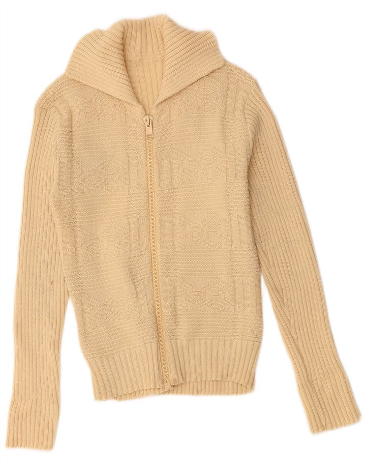 VINTAGE Dame Cardigan Sweater UK 10 Small Beige