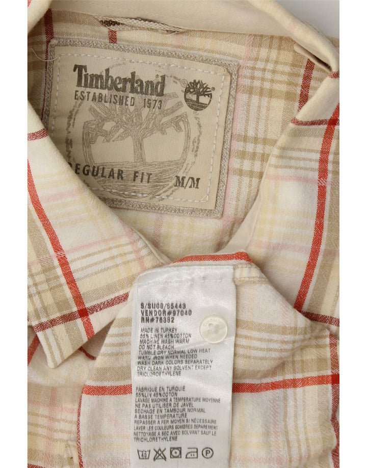 Timberland Kortærmet Herreskjorte med normal pasform Medium Beige Ternet hør