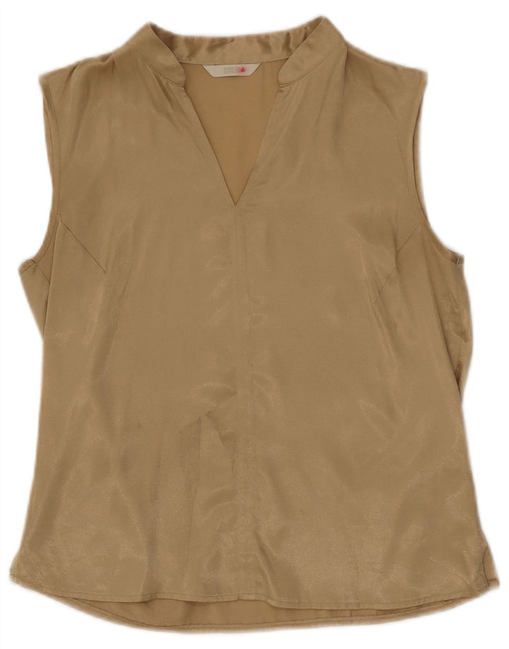 Marks & Spencer Dame ærmeløs bluse Top UK 10 Small Gold Polyester