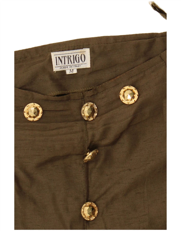 Vintage kvinders højtaljede mininederdel Medium W24 Khaki