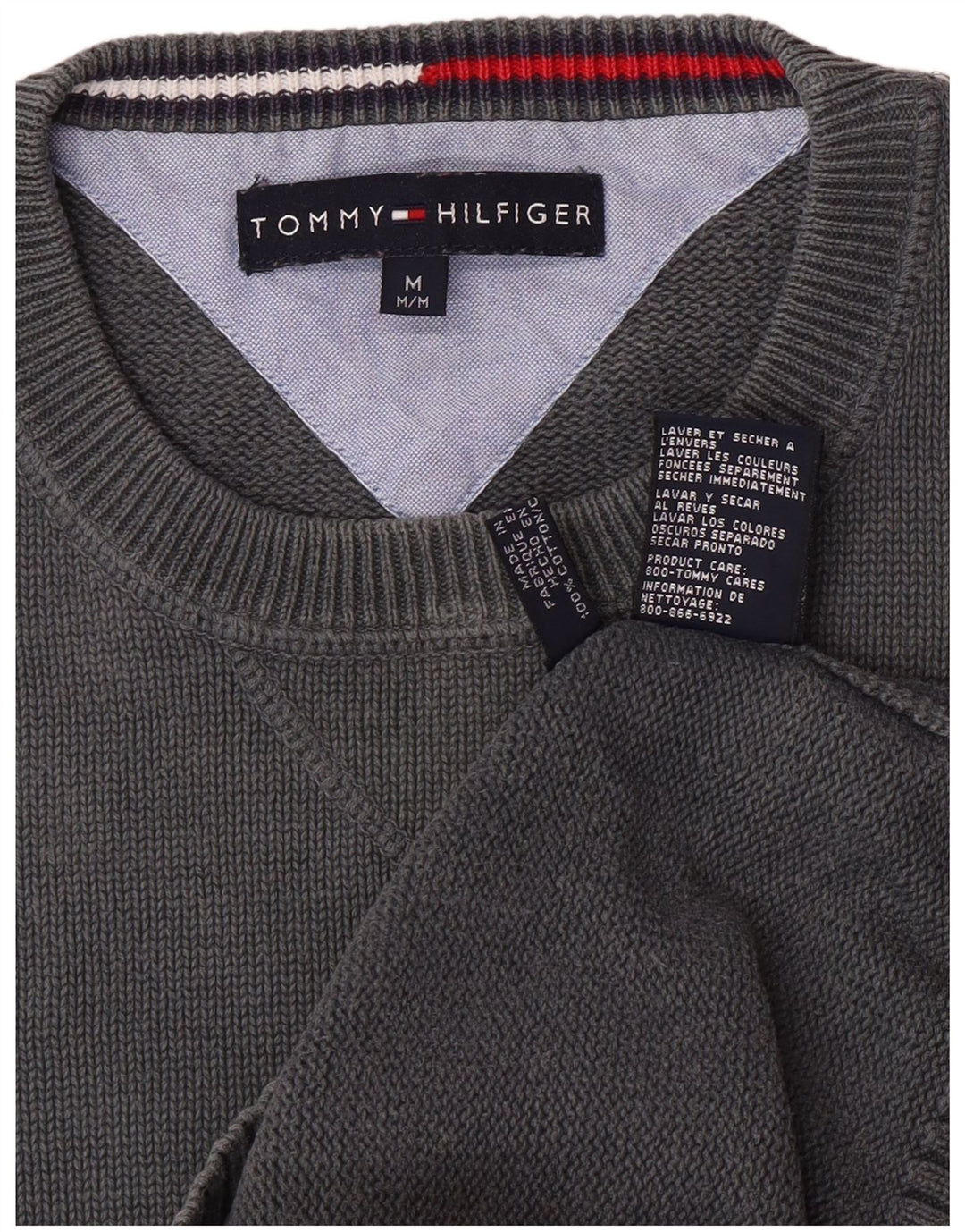 Tommy Hilfiger Herre Regular Fit Crew Neck Jumper Sweater Medium Grey Bomuld