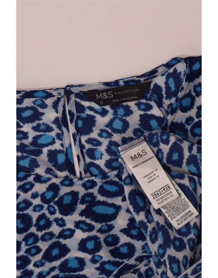 Marks & Spencer Damebluse Top UK 16 Large Blue Animal Print Polyester