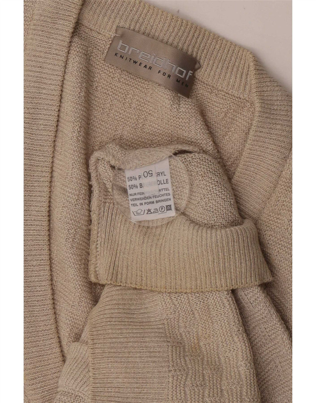 Breidhof Herre ærmeløs cardigan sweater IT 50 Medium Beige Polyacryl