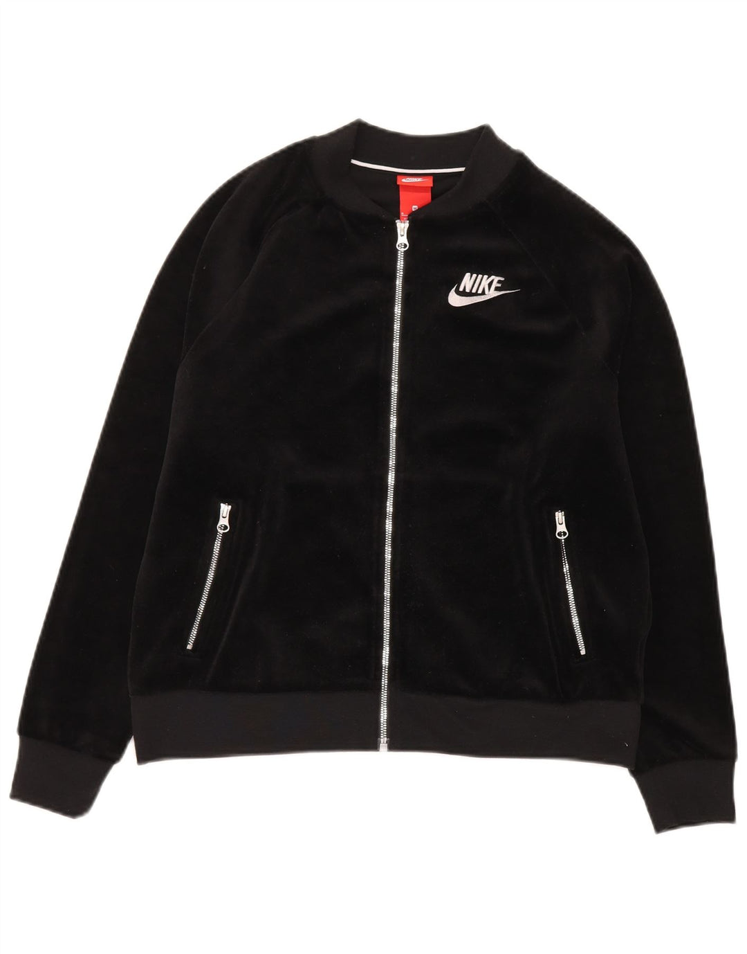 Nike Dame Velour Træningsdragt Topjakke UK 14 Medium Sort Polyester