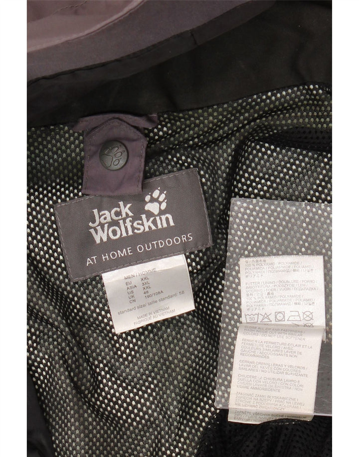 JACK WOLFSKIN Regnjakke med hætte til mænd UK 48 2XL Grå Colourblock Polyamid