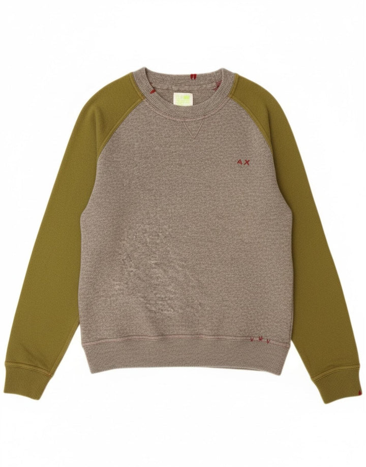 Sun68 Dame Boat Neck Jumper Sweater UK 14 Medium Grey Colourblock