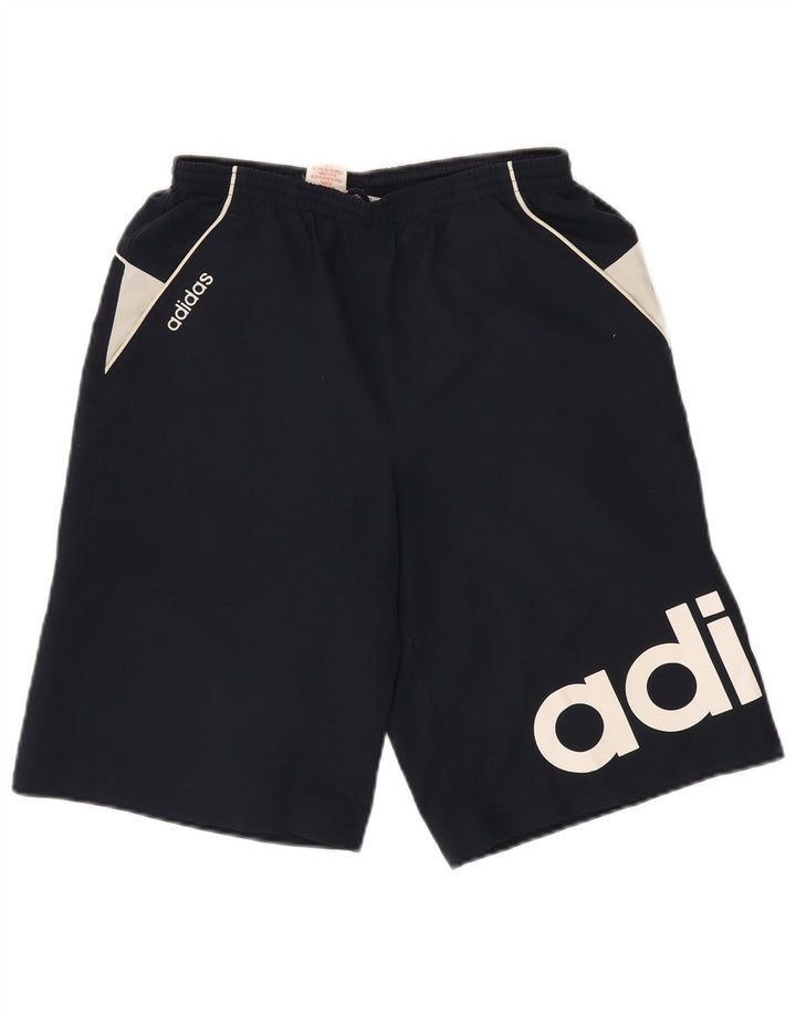 ADIDAS Mens Graphic Sport Shorts Small  Navy Blue Colourblock Polyester