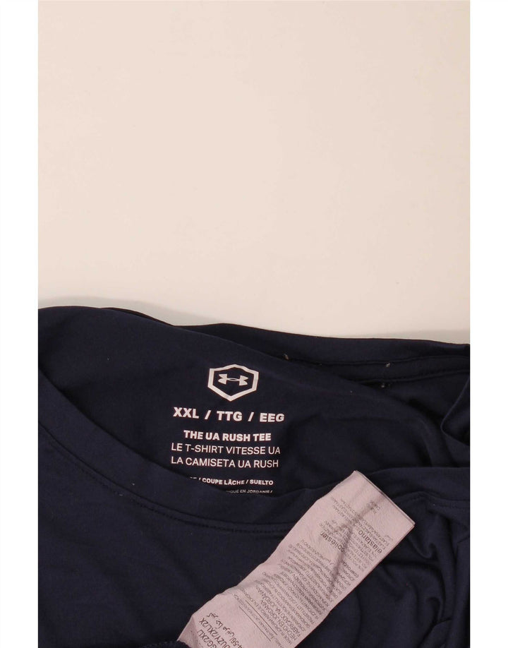 Under Armour Herre T-Shirt Top 2XL Navy Blue Polyester