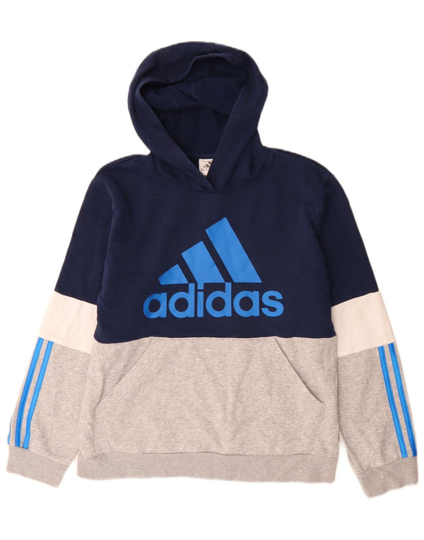 Adidas piger grafisk hættetrøje 13-14 år stor blå farveblok