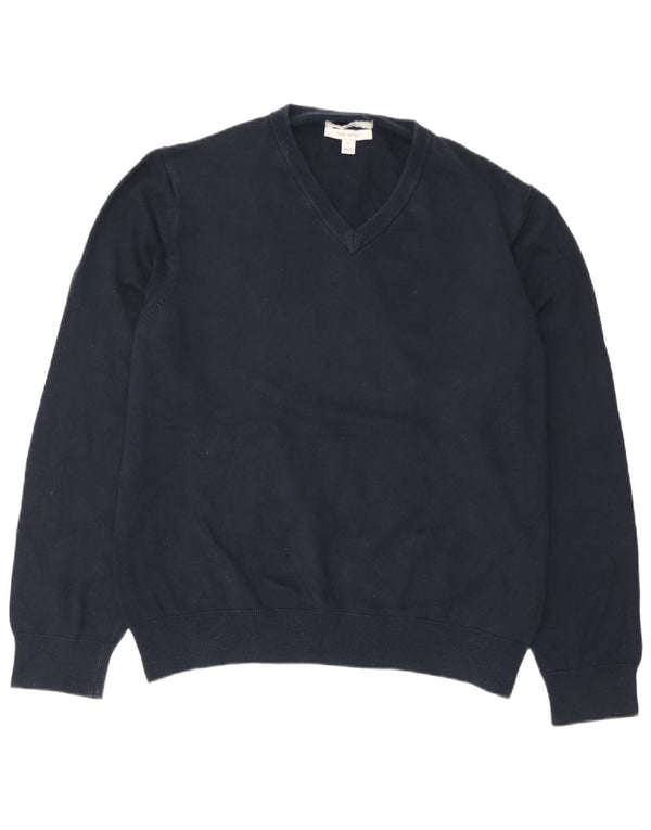 Marks & Spencer Dame V-hals sweater UK 18 XL Marineblå Bomuld