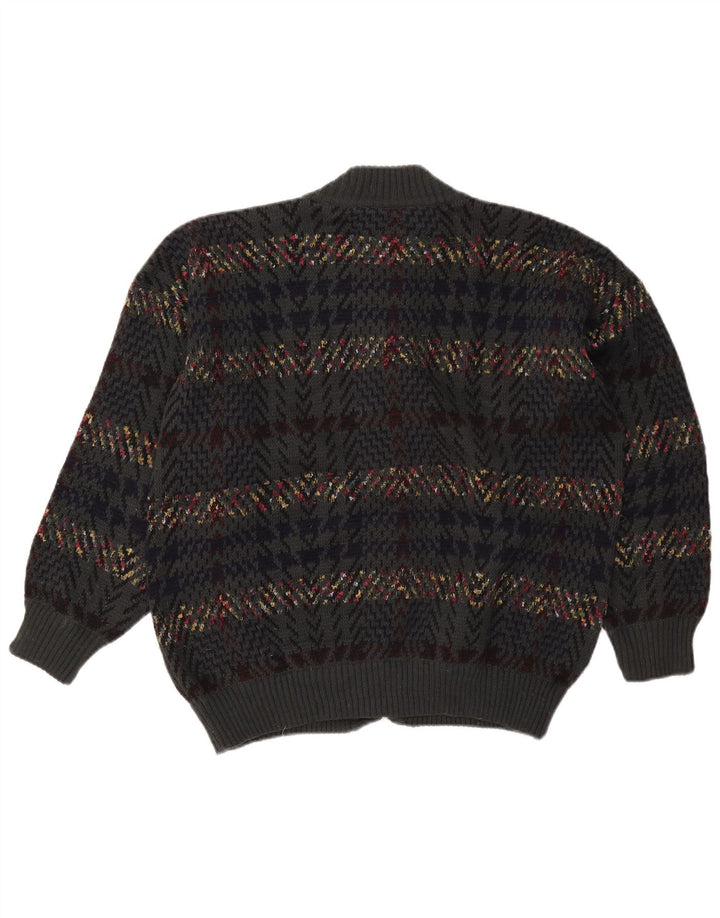 Vintage herre cardigan sweater XL Grå Houndstooth