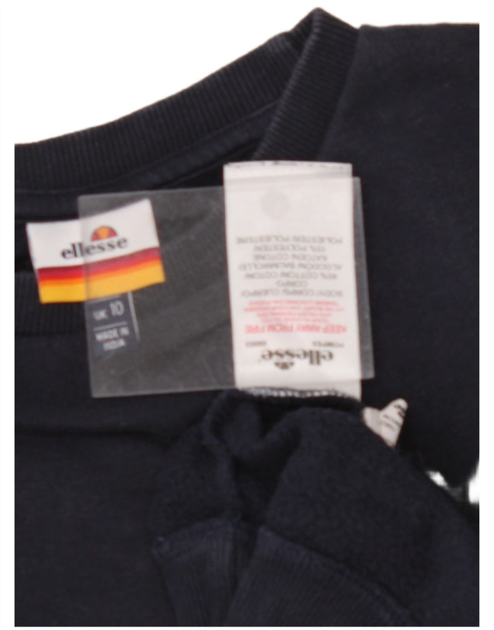 ELLESSE Womens Oversized Sweatshirt Jumper UK 10 Small Navy Blue Striped