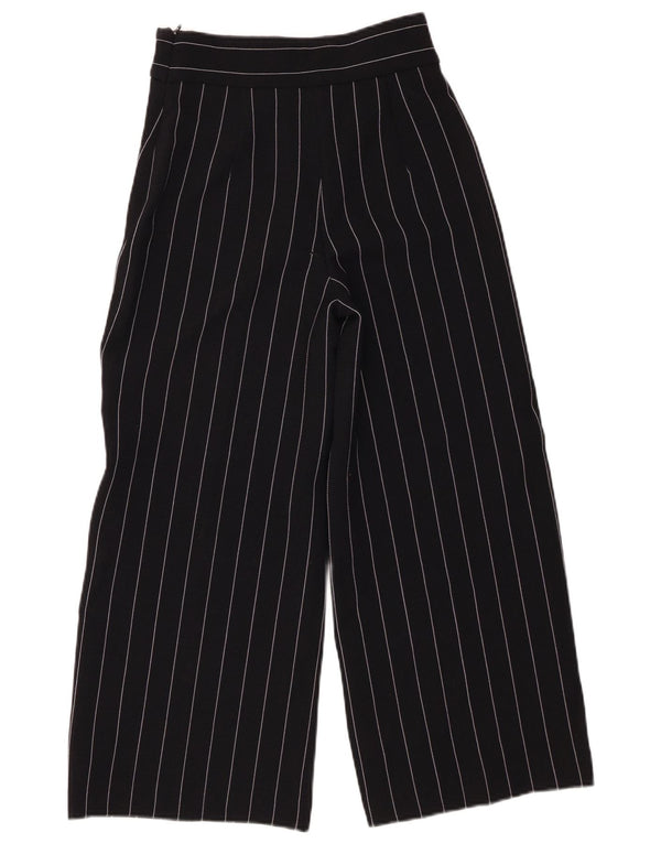 Zara kvinders højtaljede brede ben Casual bukser XS W24 L25 Sort stribet