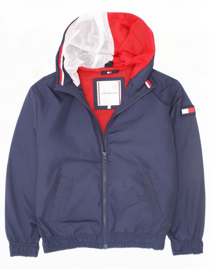 Tommy Hilfiger Boys Hooded Bomber Jacket 7-8 år Navy Blue Polyester